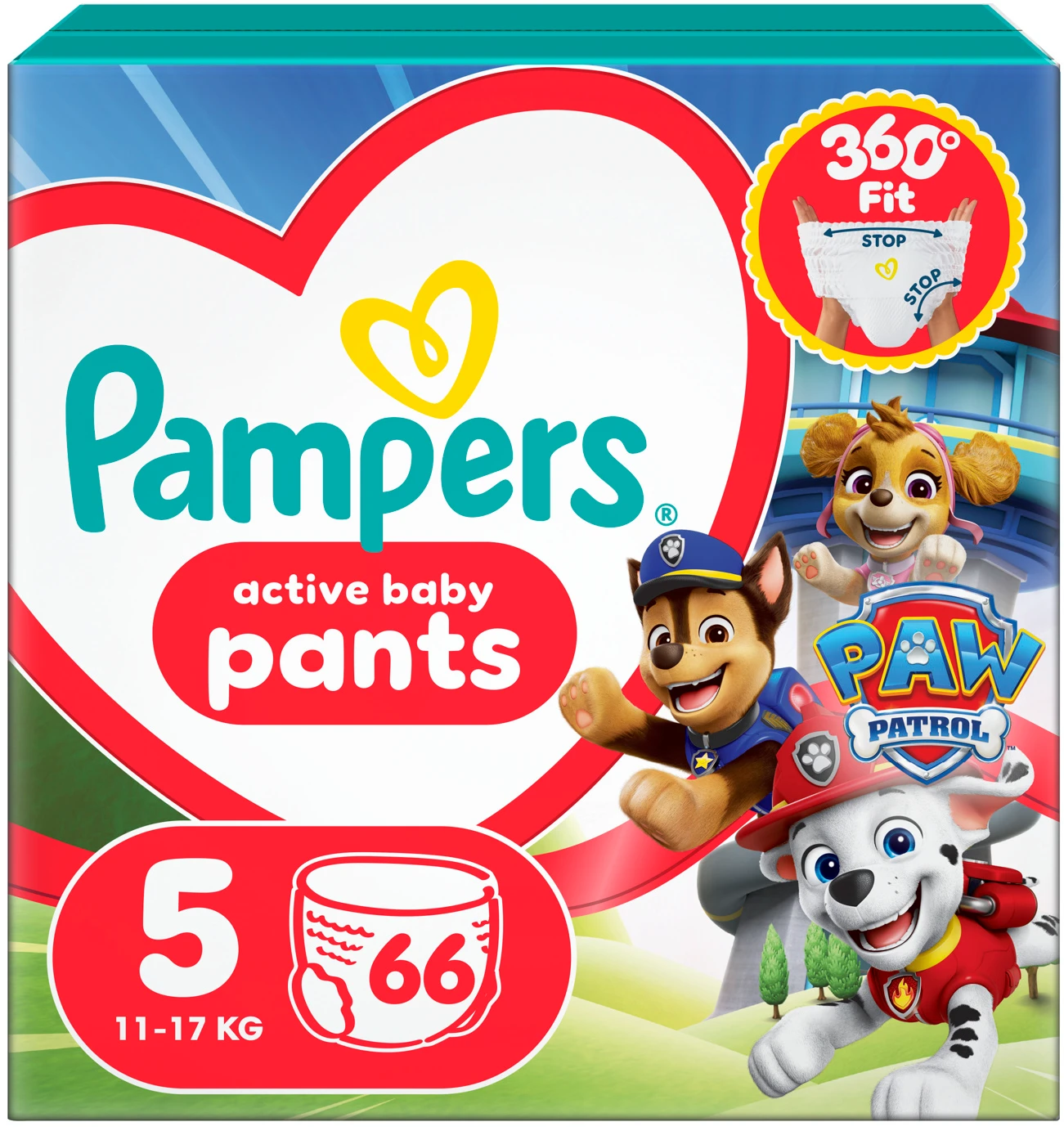 Одноразові підгузки-трусики Pampers Active Baby Pants "Щенячий патруль" Розмір 5 (12-17 кг), 66 шт. (80820387)